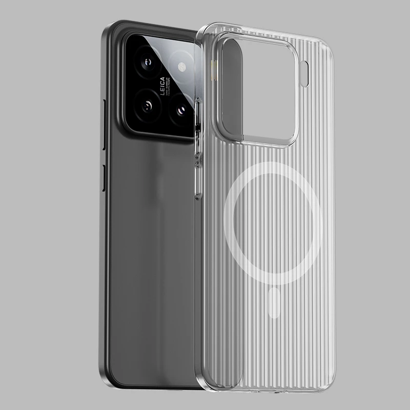 光栅瓦楞适用小米15Pro手机壳Xiaomi 15磁吸充电透明全包防摔硬壳
