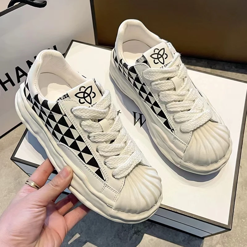 贝壳头溶解鞋女厚底鞋子2024夏季新款休闲运动女鞋帆布鞋小众板鞋