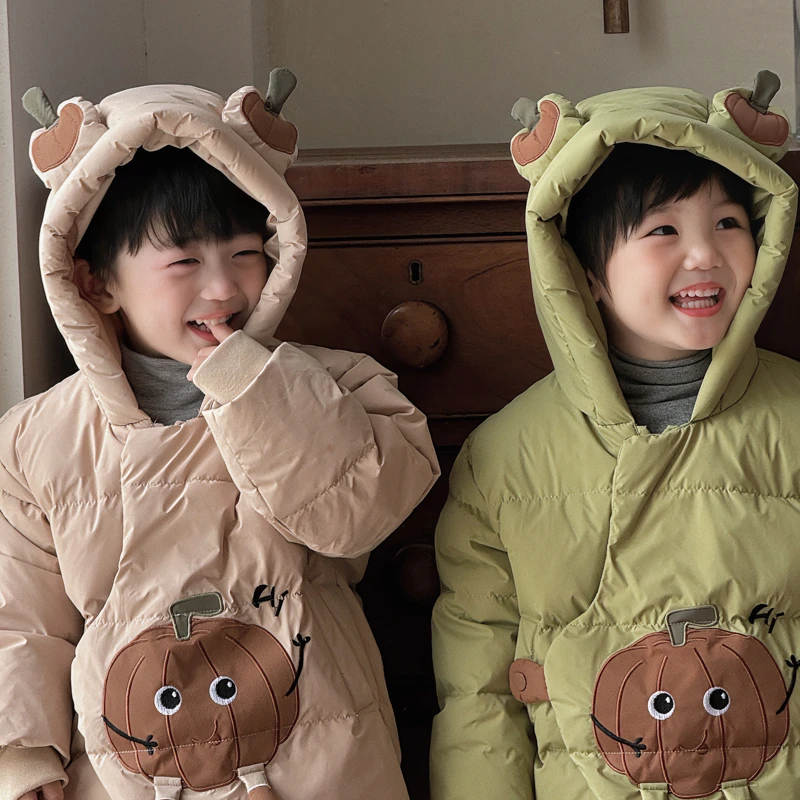 2024新款婴幼童洋气冬季连帽儿童90%白鸭绒加厚羽绒服B26-998