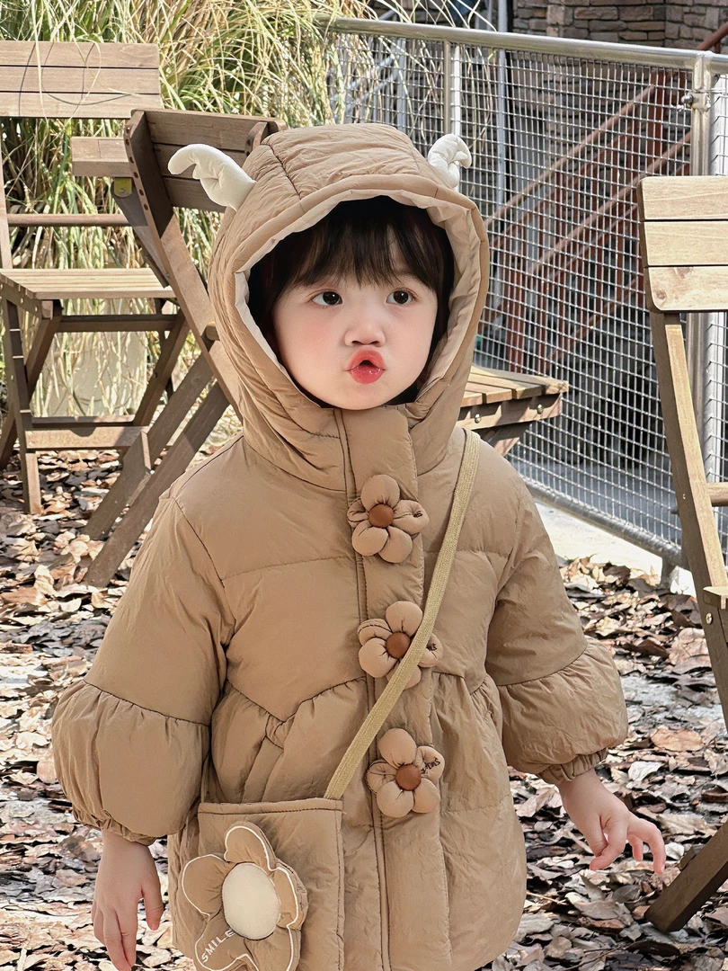 2024新款冬季婴幼童卡通立体款女童90%白鸭绒加厚羽绒服B26-807