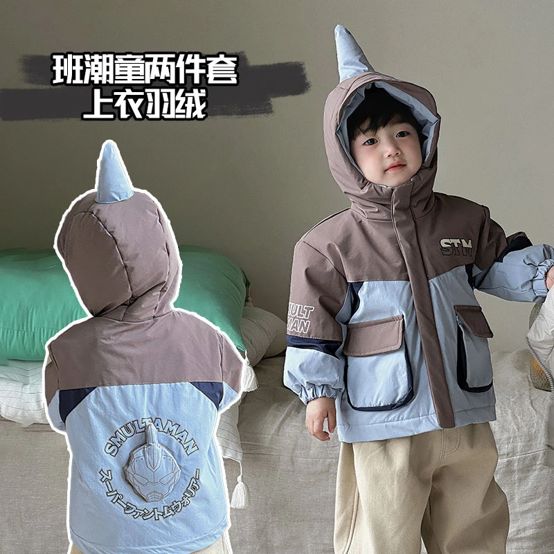 2024新款男女婴幼童洋气冬季连帽儿童90%白鸭绒加厚羽绒服B26-985