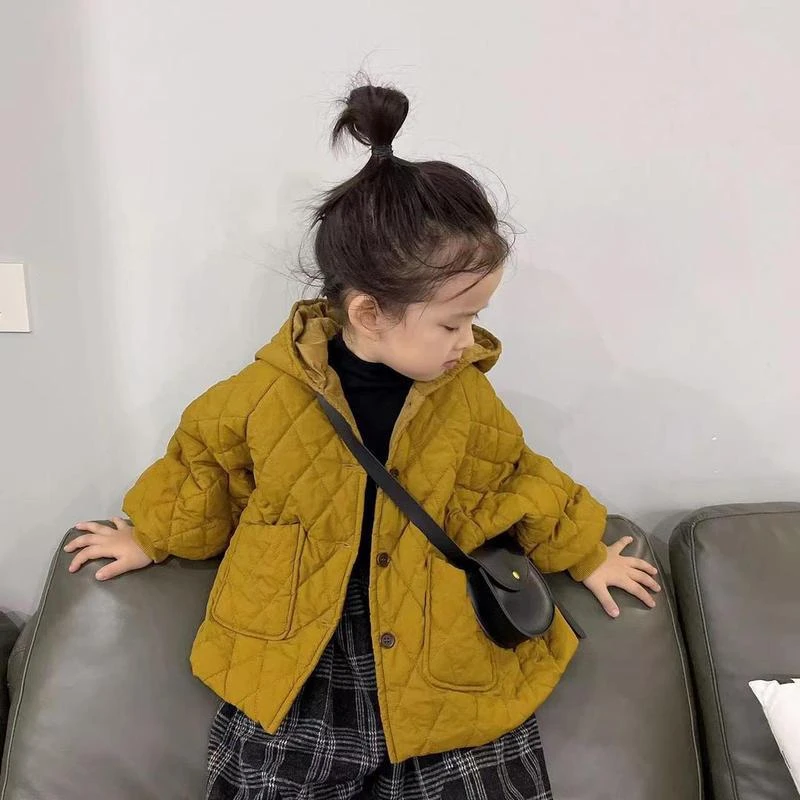 男童女童2023秋冬季新款韩版加厚连帽外套夹棉帅气时髦冬连帽洋气