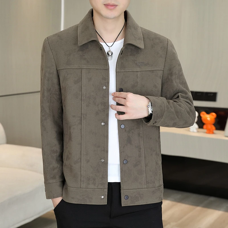 2025男士秋季新款翻领夹克外套时尚潮流帅气百搭商务休闲外套男