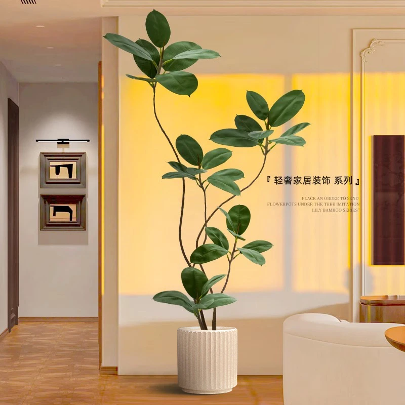 仿真绿植橡皮树客厅大盆栽假植物高颜值轻奢绿植摆件绿植家居清新