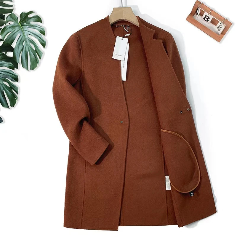 60%羊毛呢子大衣秋冬中长款风衣外套纯双面羊绒大衣990010