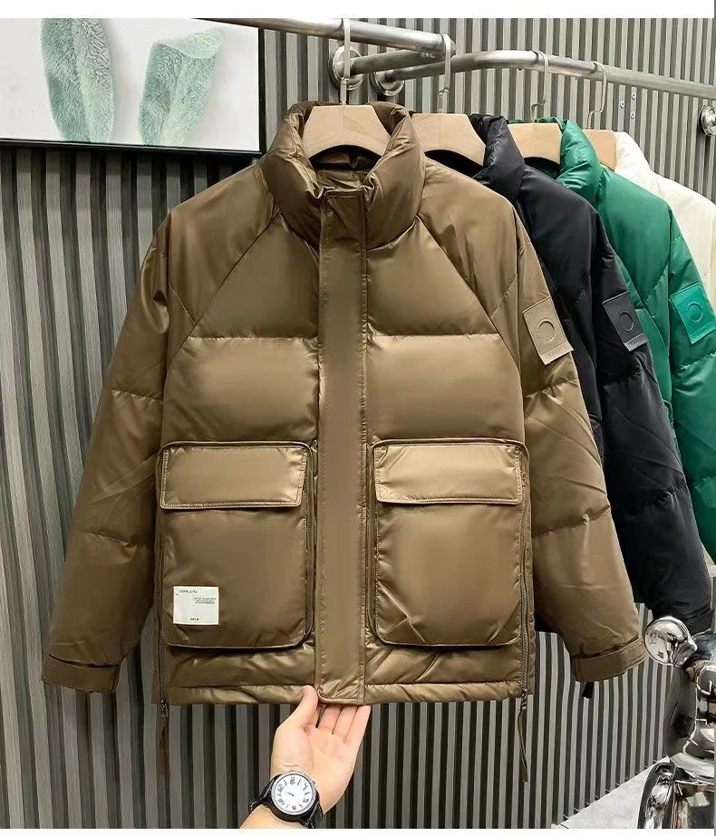 男装商务休闲外套防寒保暖立领时尚冬季23295宽松百搭韩版短款