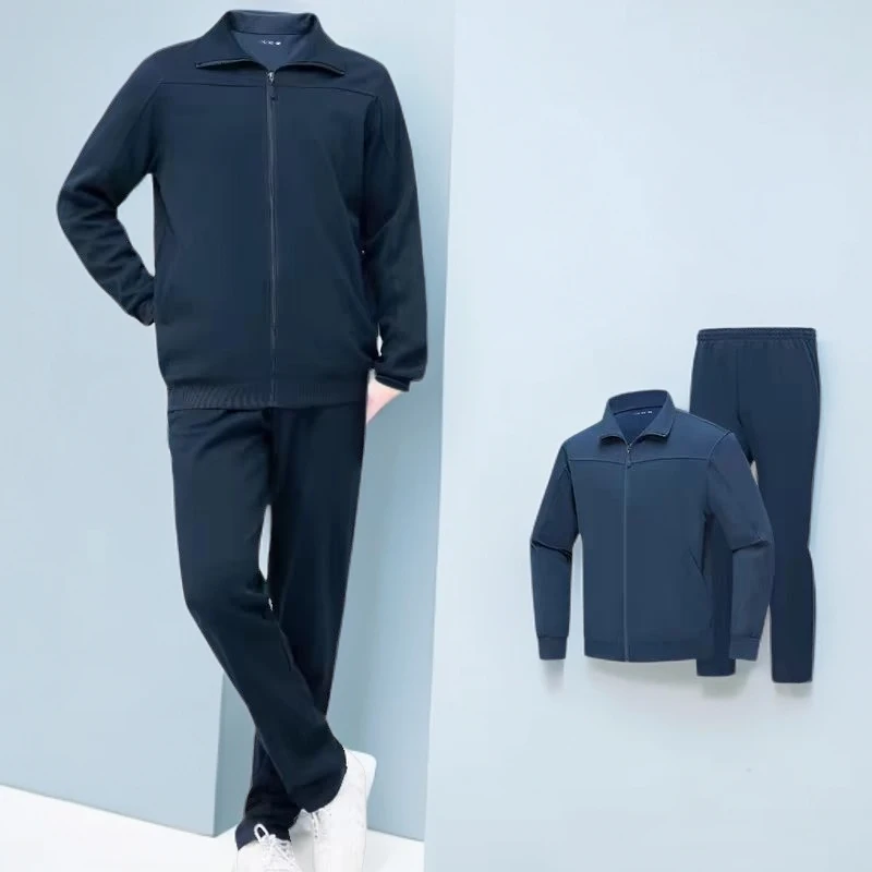 【17深蓝色长袖体能训练服套装】