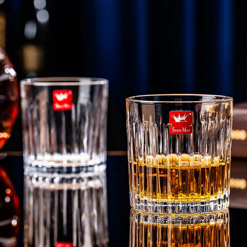 朗旭家用创意条纹杯美式咖啡杯无铅个性复古威士忌洋酒杯啤酒水杯