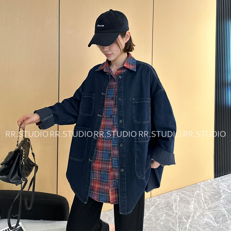 瑞瑞家 慵懒风韩版休闲孕妇牛仔外套大码宽松上衣春秋DY1542