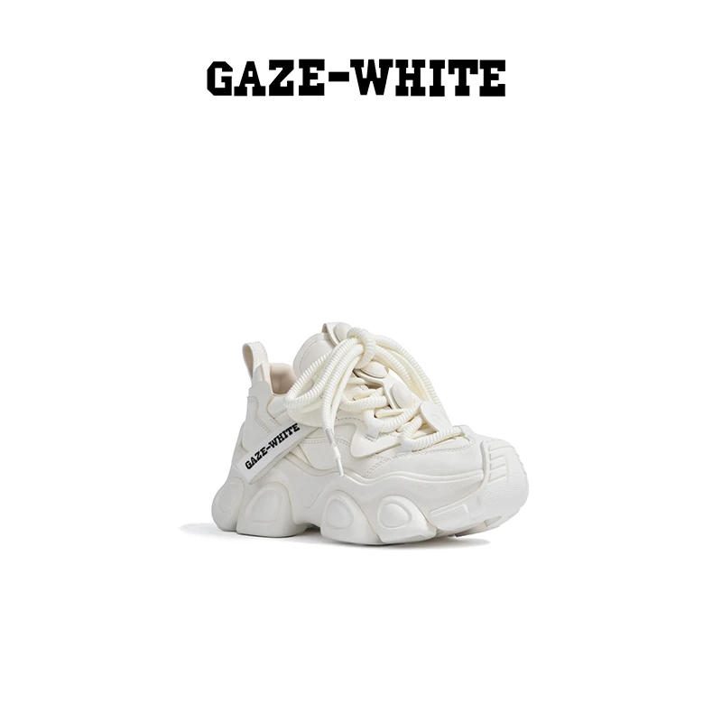GAZE-WHITE24春夏新款圆头平底休闲老爹鞋