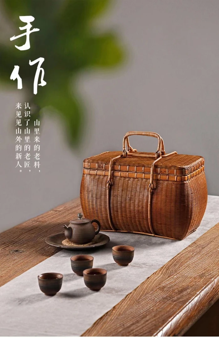 令竹夏梦提箱,手工编织生漆工艺