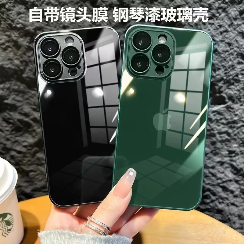 苹果14/13/12/11自带镜头膜液态硅胶玻璃壳iphone14promax手机壳