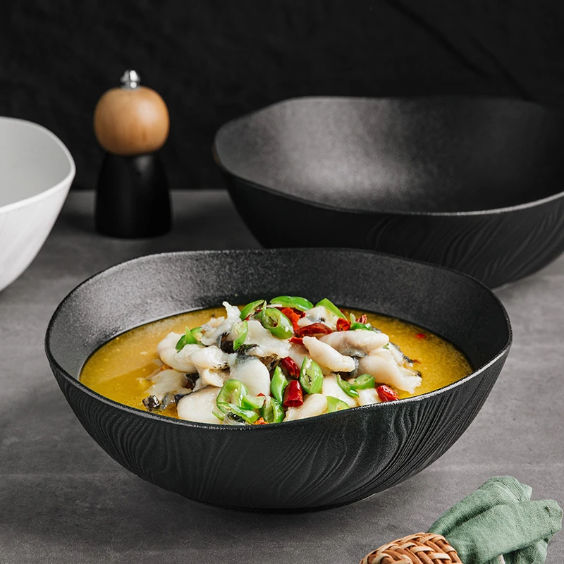 简约磨砂陶瓷汤碗磨砂大容量创意酸菜鱼水煮鱼大盆碗大碗毛血旺碗