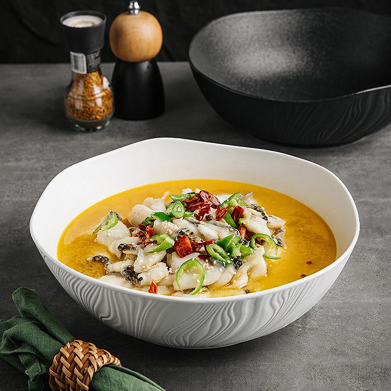 家用磨砂陶瓷汤碗磨砂大容量创意酸菜鱼水煮鱼大盆碗大碗毛血旺碗