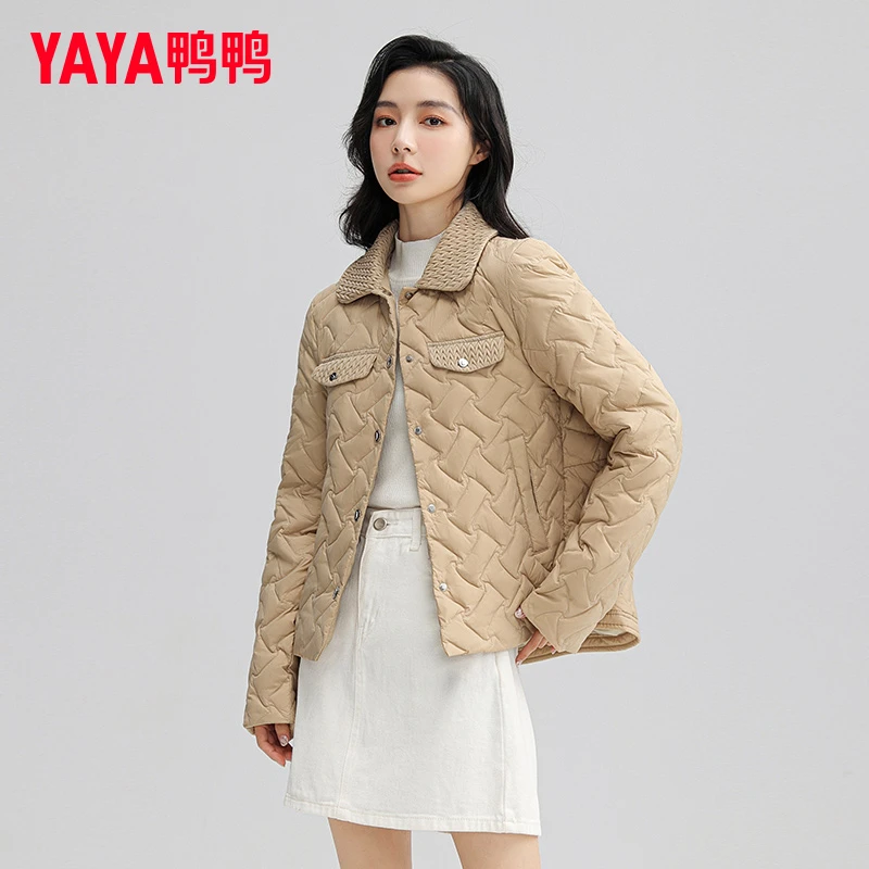 YAYA/鸭鸭2023年新款时尚短款秋冬女装休闲轻薄百搭小香风羽绒服