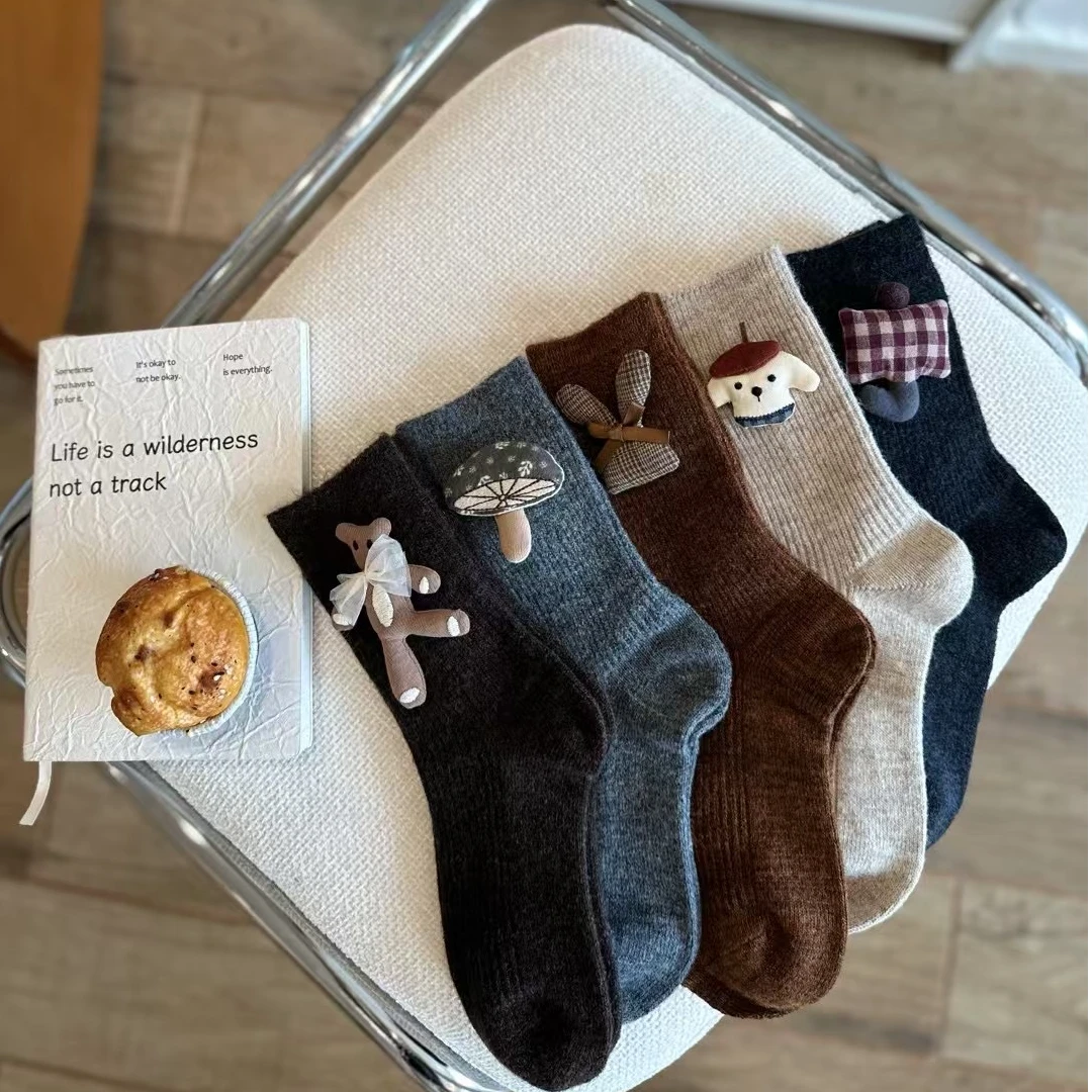 立体公仔保暖毛袜韩系粗线长袜