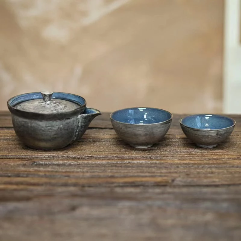 宽窄.银灰色快客一壶两杯 家用茶具套组创意实用茶道精美配件