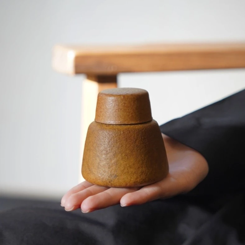 宽窄.灰念-酱釉酒精灯 带盖复古粗陶家用温茶酒精罐茶道茶具配件