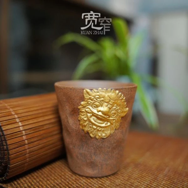 宽窄.灰念-老岩泥-乐杯描金 创意主人杯品茗杯描金家用茶道茶具