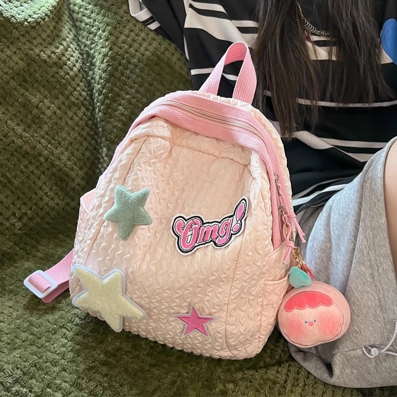 日系ins可爱少女双肩包女学生轻便百搭背包2024新款儿童小号书包