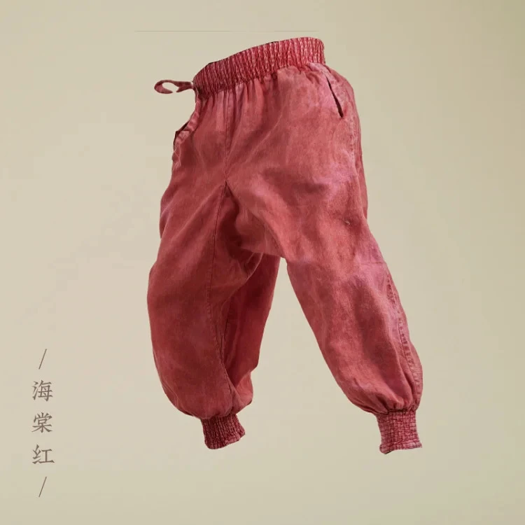 山下的家 棉麻雪花裤 棉麻阔腿清凉瑜伽禅修缆裤
