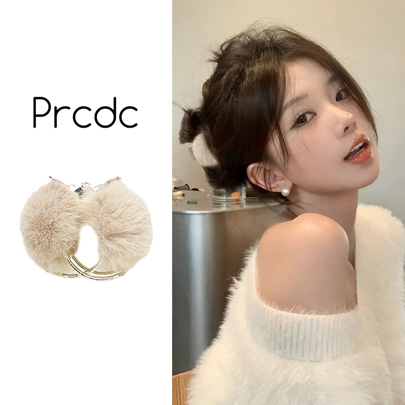 韩系慵懒毛绒小抓夹女后脑勺显发量鲨鱼夹半扎发发夹秋冬新款发饰
