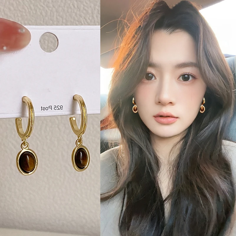 合金耳饰 复古耳夹无耳洞女棕色时尚法式气质耳环精致高级感耳坠