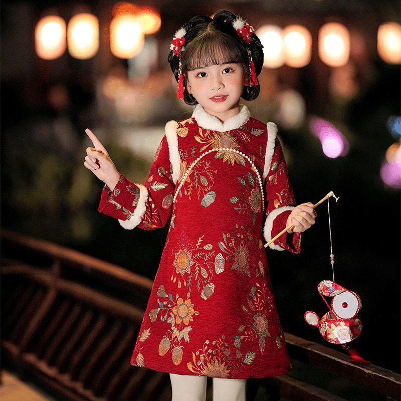2023唐装拜年服儿童过年冬装旗袍秋冬季新年衣服国2024