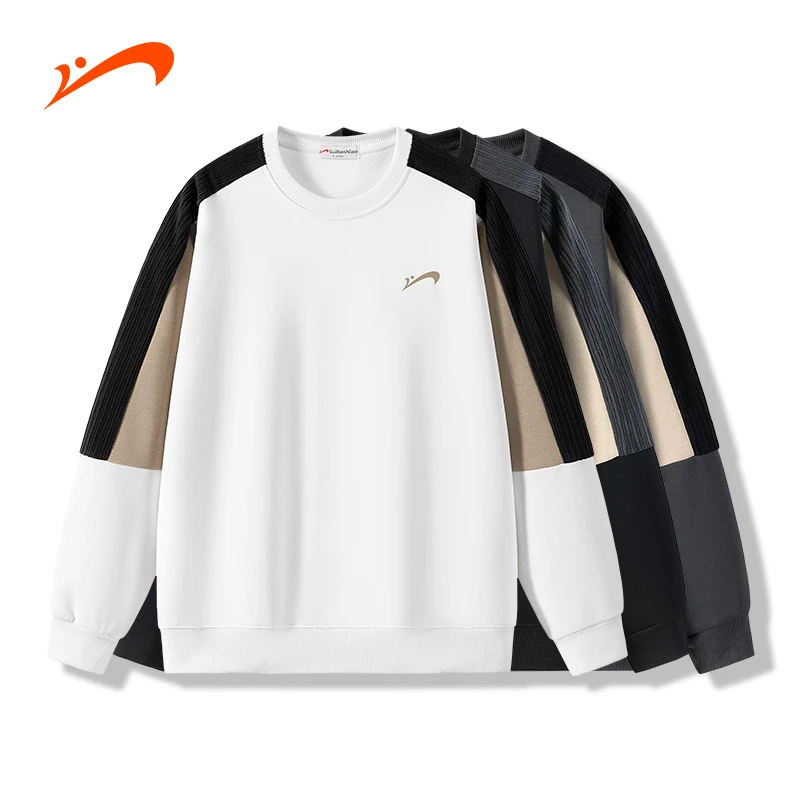 贵人鸟秋冬季新款圆领卫衣男时尚潮流百搭撞色上衣女休闲运动情侣