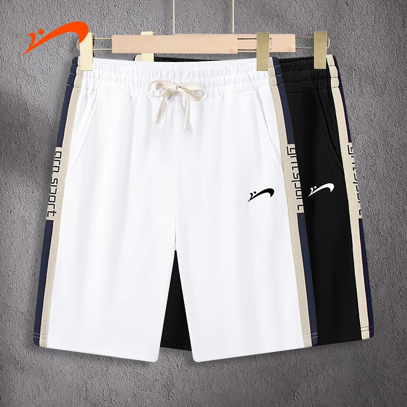 贵人鸟夏季新款短裤男五分裤女条纹宽松针织裤运动休闲裤百搭透气