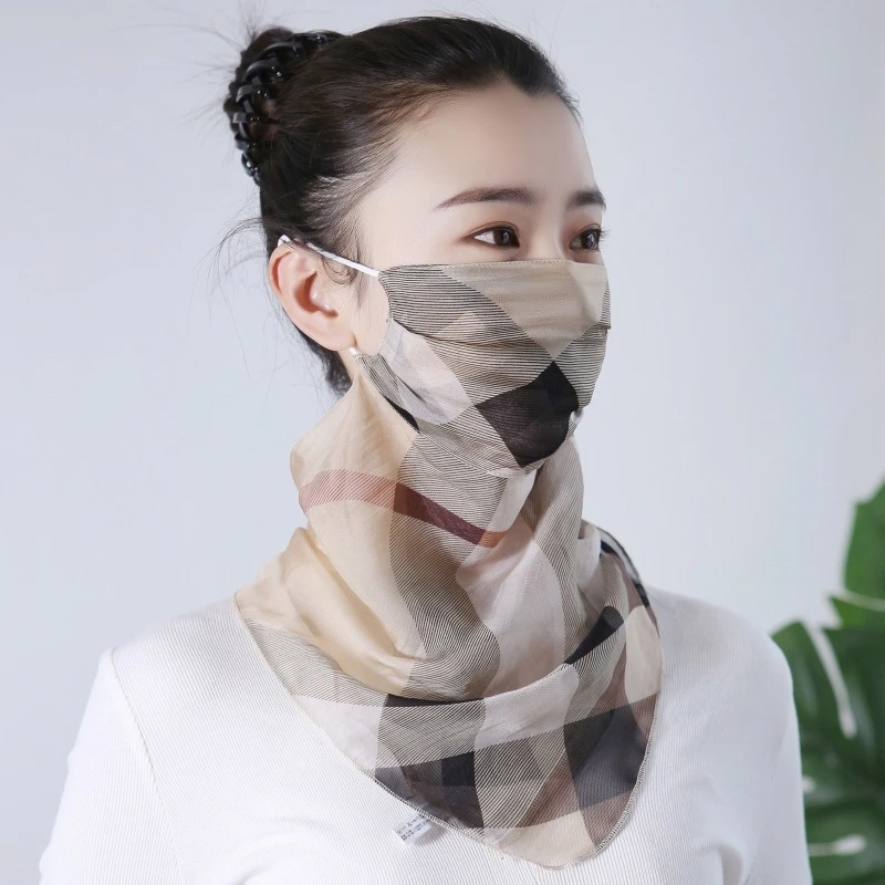 真丝桑蚕丝防晒口罩脸罩女防紫外线面罩女护颈面纱女遮脸面罩薄款