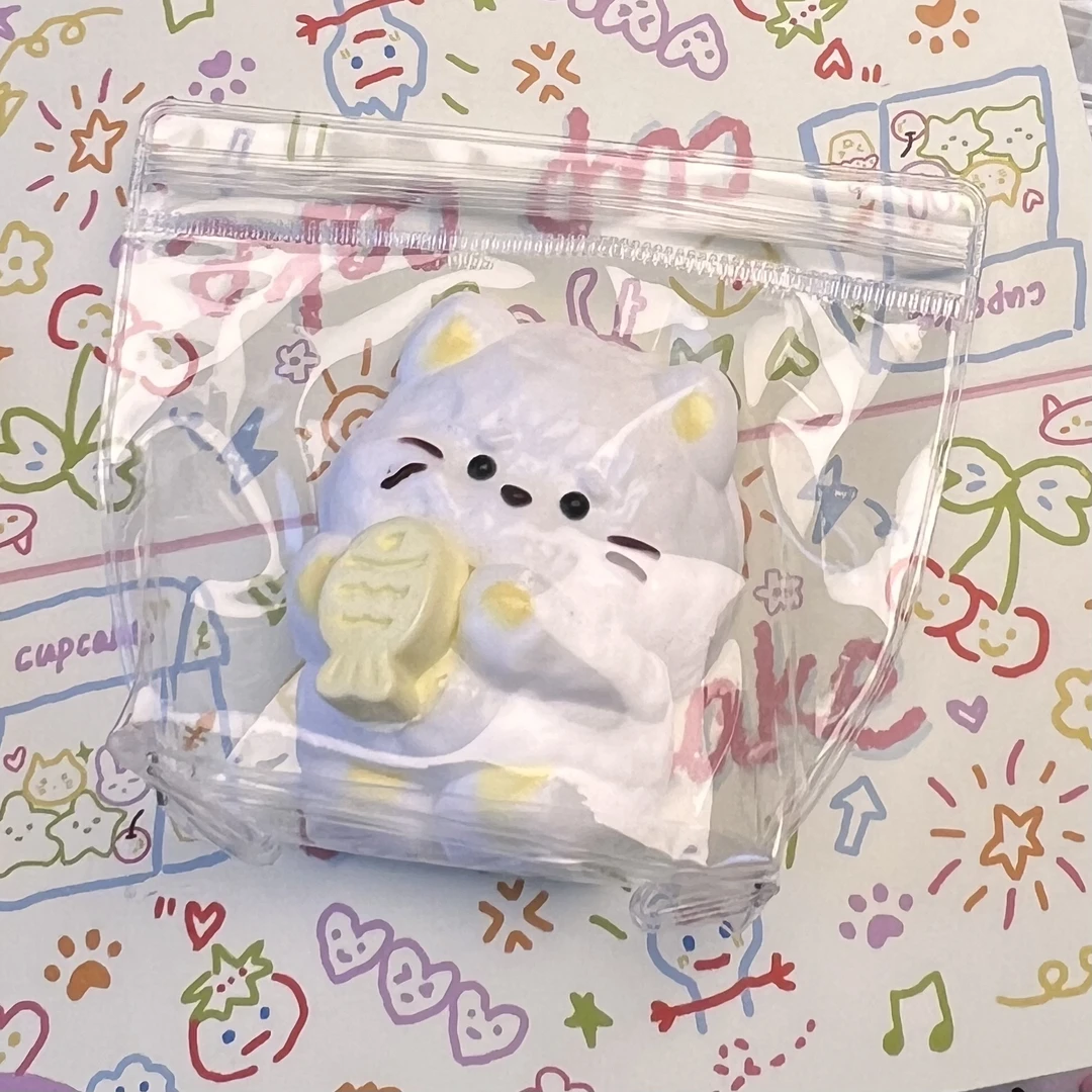 委屈猫猫/抱鱼猫猫吐司捏捏~稀奶油手感【食品级硅胶纯手工制做】