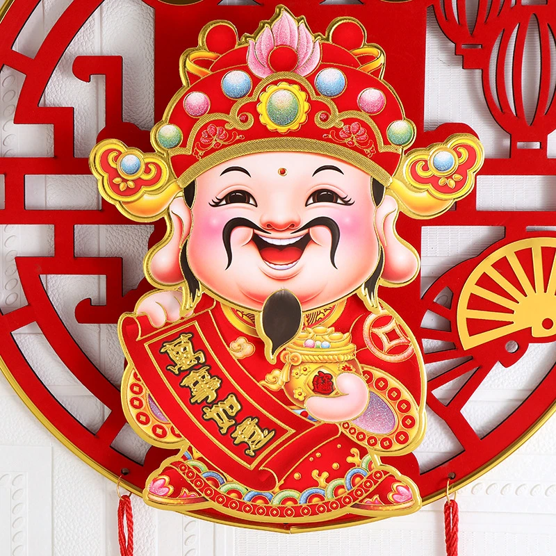 招财摇头财神2023财神爷新款亚克力新年挂件客厅房门喜庆装饰