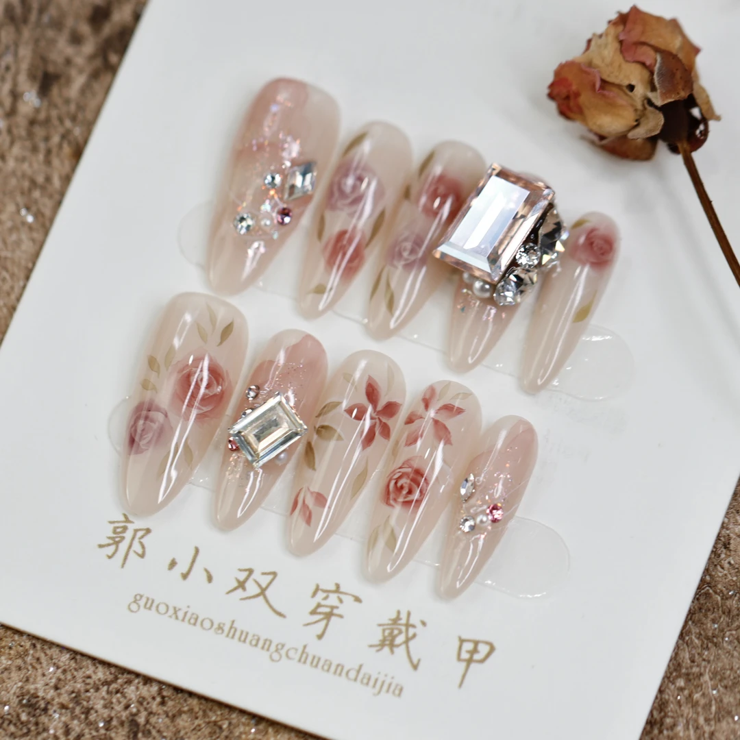 郭小双穿戴甲【荆棘玫瑰】全华版手工穿戴甲10片盒装-H30216