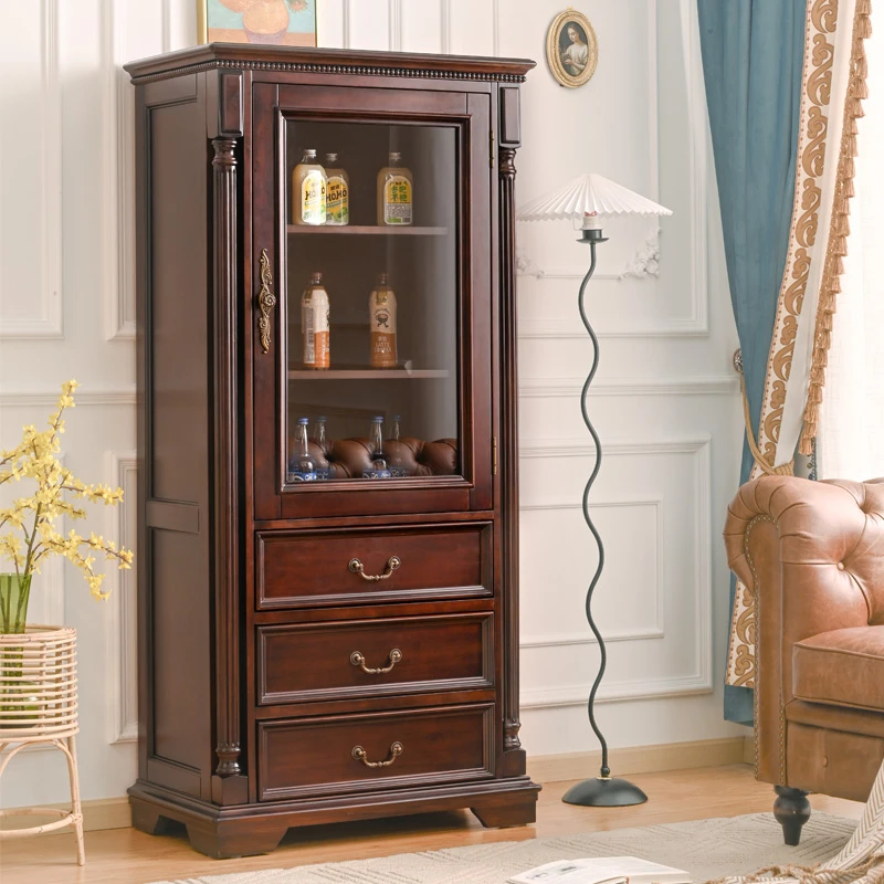 高端品质金丝黄檀木单门边柜美式储物柜2361复古简约双门立柜家用