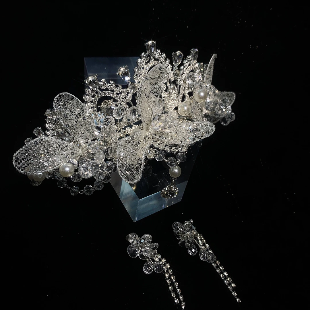 沁心新款两件套福利蕾丝水晶水钻皇冠套装