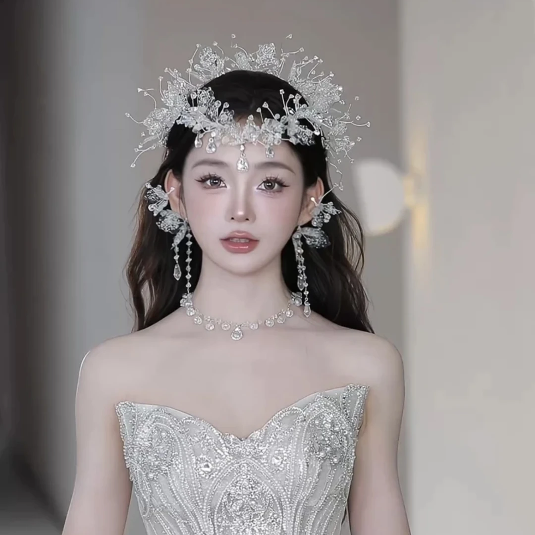 新款HG194 后冠分体式皇冠发箍耳饰套装