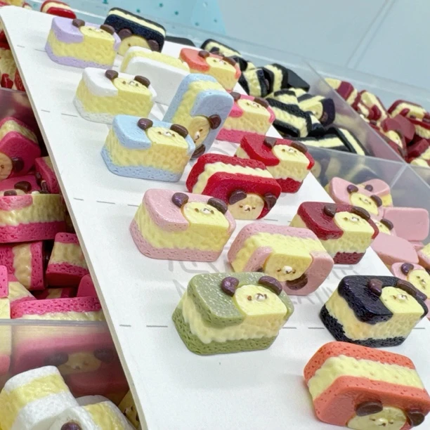 金粉想念小熊芝士蛋糕diy树脂饰品耳钉发夹发饰奶油胶手作