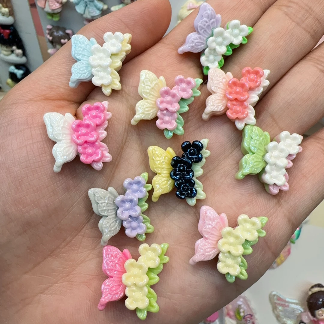 想念【定制】金粉蝶恋花diy树脂饰品奶油胶挂件配件材料贴片