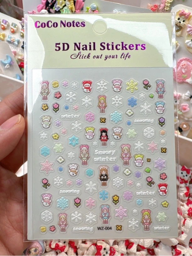 想念【定制】小雪人小u女孩浮雕贴纸diy饰品树脂配件发饰钥匙扣奶油