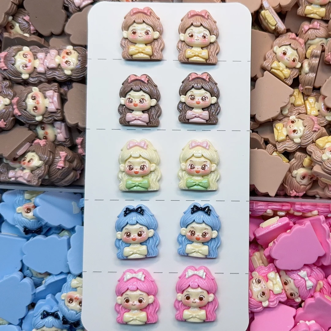 想念【定制】金粉棉花女孩diy树脂饰品配件奶油胶发夹挂件材料贴片