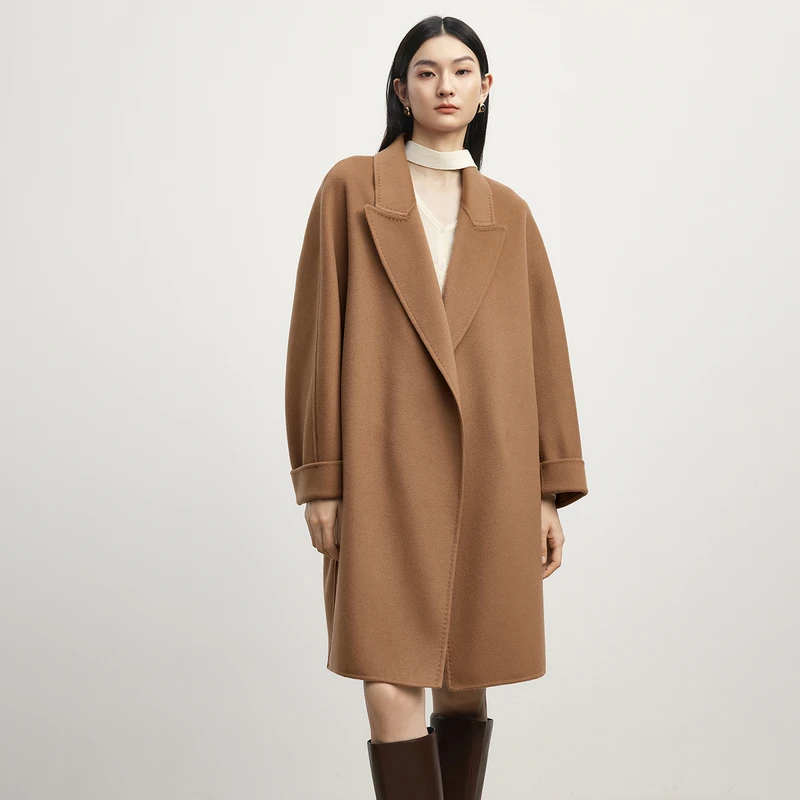 【高智大衣】伊芙丽经典浴袍式双面羊绒呢大衣外套女2024秋季新款