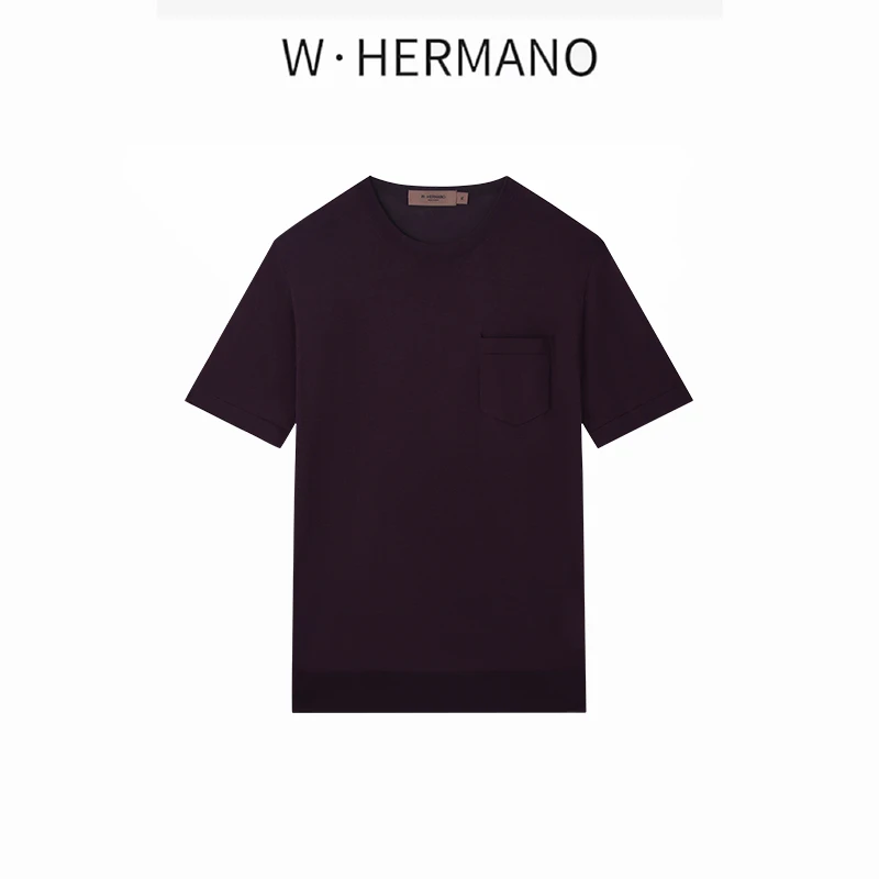 W·HERMANO【尤莱特】男士针织T恤CWZ00017短袖夏季舒适透气百搭时尚