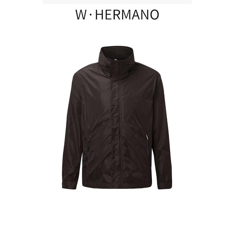 W·HERMANO男士休闲连帽夹克CWW00008拉链春夏长袖外穿商务户外