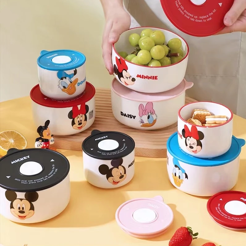 【言则】迪士尼正版乐选系列陶瓷大号中号小号保鲜碗混装