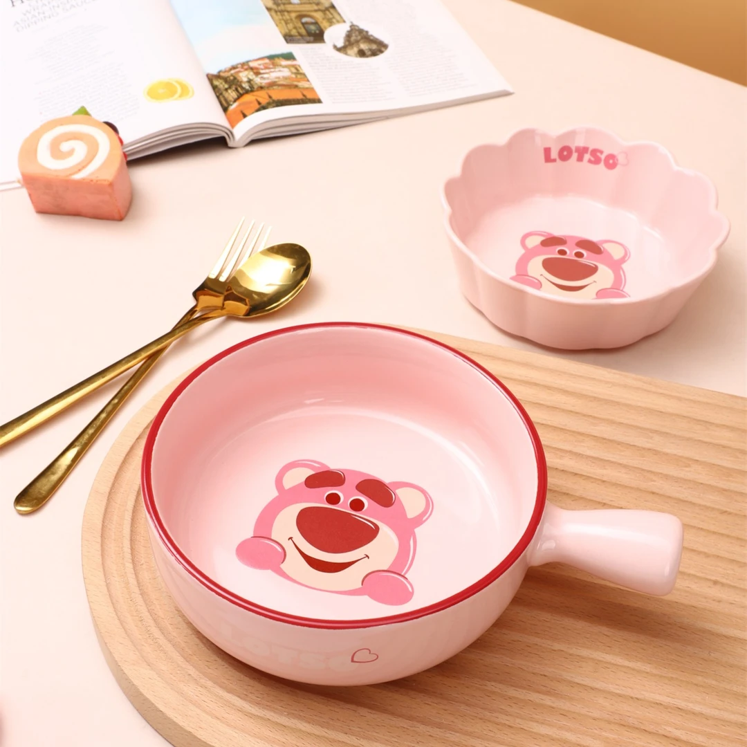 【言则】迪士尼正版新童趣乐趣草莓熊系列陶瓷餐具碗盘碟杯手柄花边