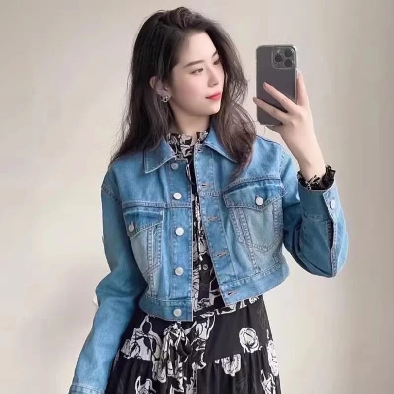 【商场同款】秋新款百搭休闲短款牛仔外套上衣女摩登猫1400476