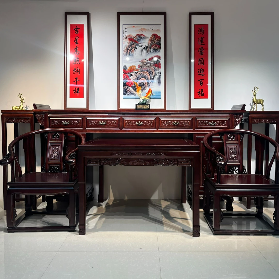 【活动】客厅实木龙纹雕花带抽屉柜子条案新中式中堂农村别墅堂屋
