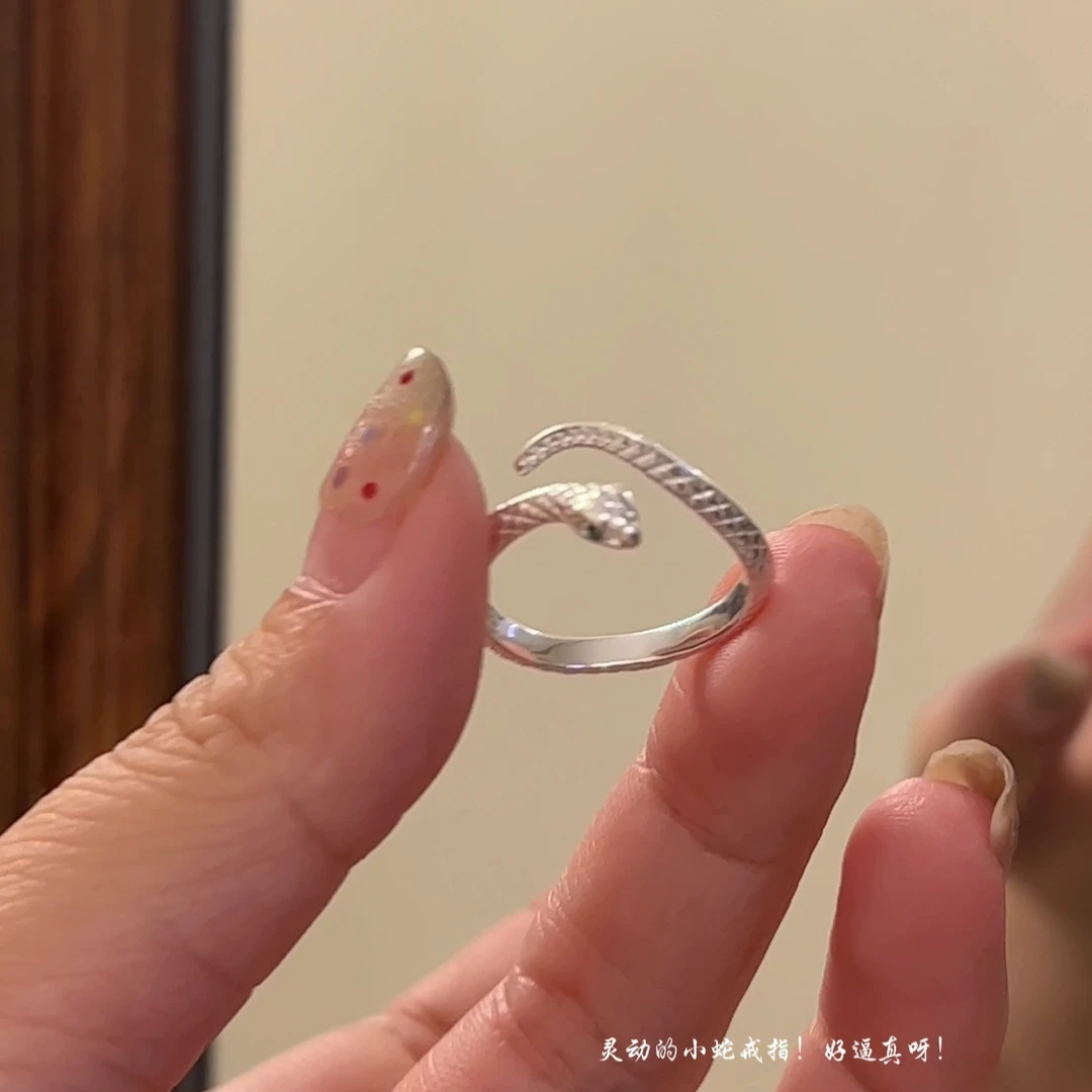 足银合成锆石戒指 足银新版灵蛇戒指JZCY405-烨