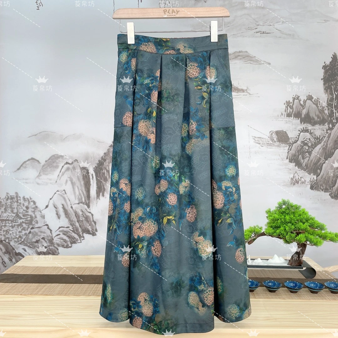 【莨帛坊】专属定制•注重品质  红云花萝绣球花半裙双面穿6016
